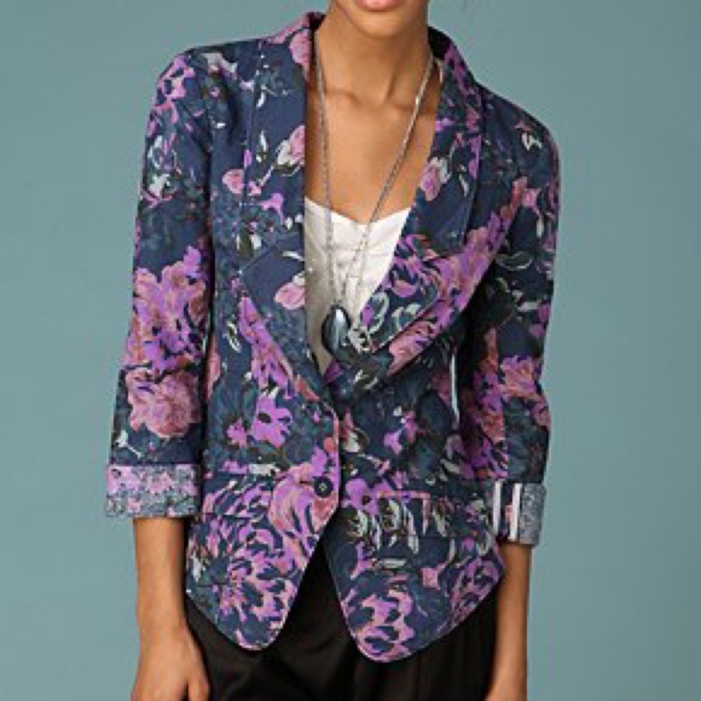 Free people floral linen blend blazer size 8